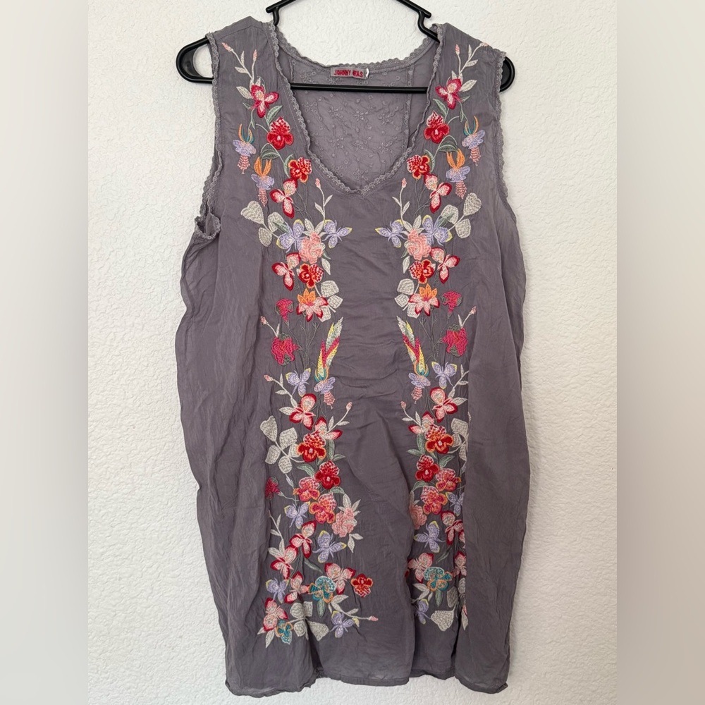 Johnny Was Cattleya Embroidered Long Tunic-LARGE - Picture 3 of 9